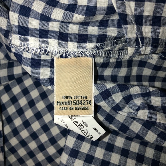 L.L. Bean Blue/White Gingham Short Sleeve Shirt - Picture 6 of 7